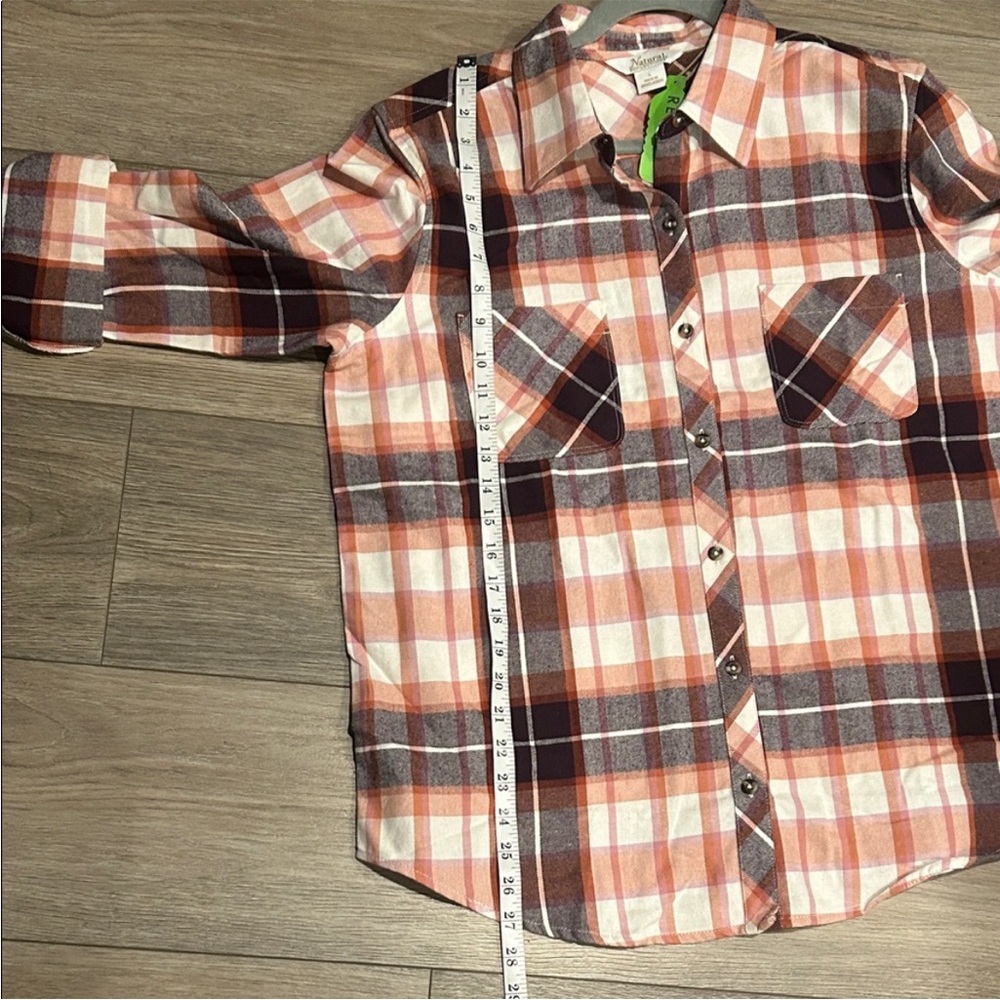 NWT Natural Reflections Vibrant Plaid Button Down Shirt Size L - Picture 5 of 8